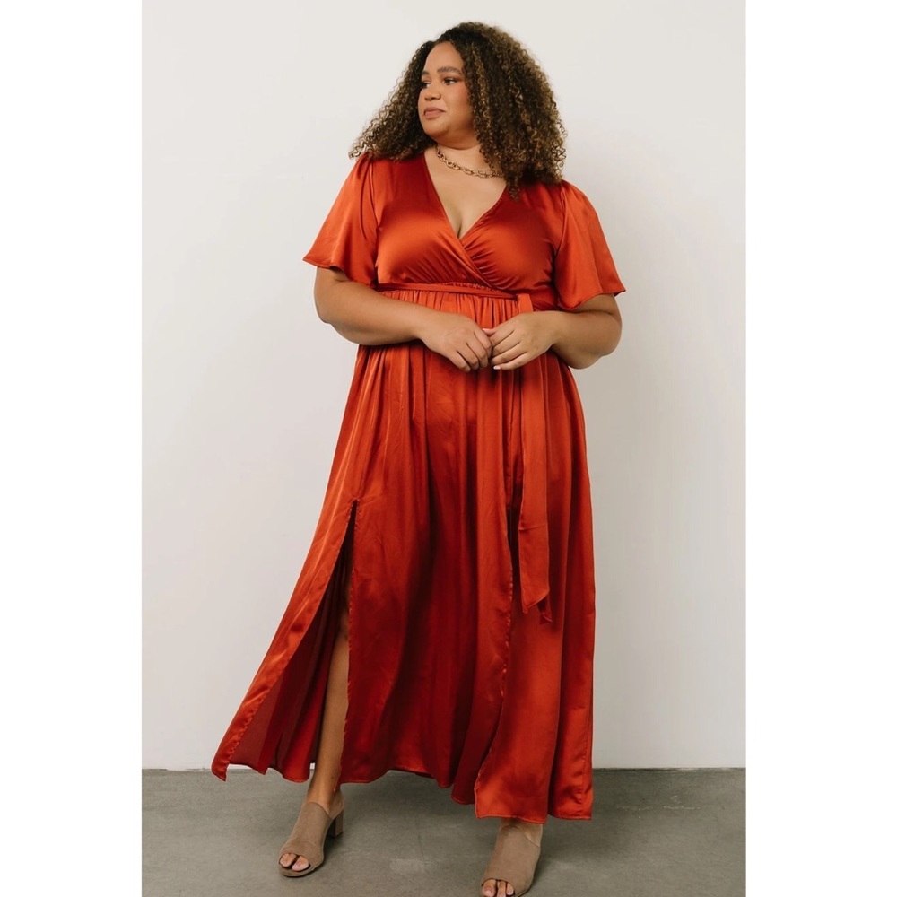 NWT Baltic Born Sicily Satin Maxi Dress Rust